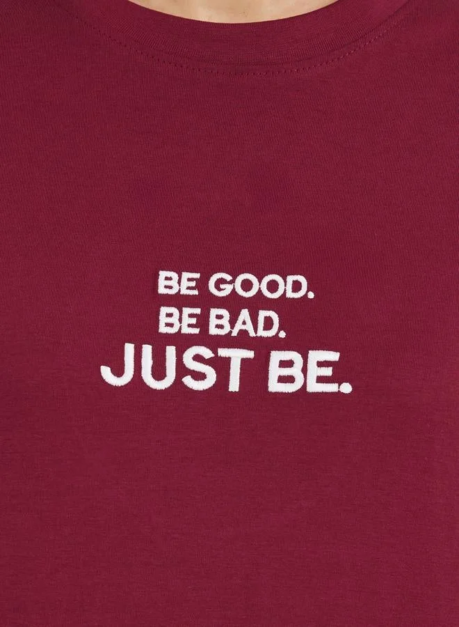 Styli Styli Embroidered Slogan Detail Oversized T-Shirt